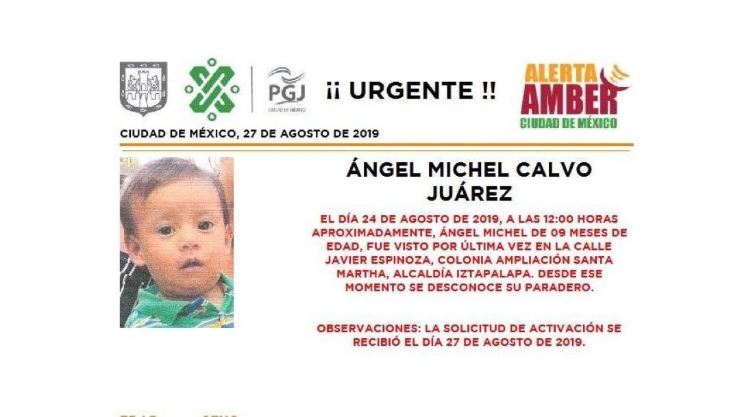 Alerta Amber: Ayuda a localizar a Ángel Michel Calvo Juárez