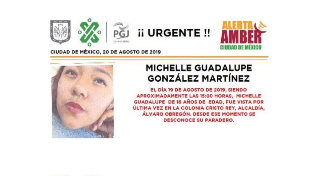 Alerta Amber: Ayuda a localizar a Michelle Guadalupe González Martínez
