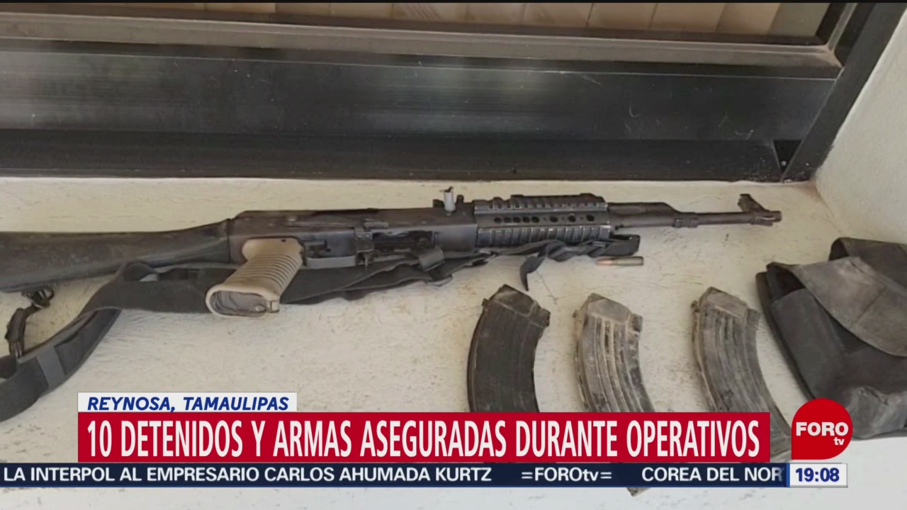 FOTO: Arrestan a 10 y aseguran armas en operativo en Reynosa, Tamaulipas, 18 Agosto 2019