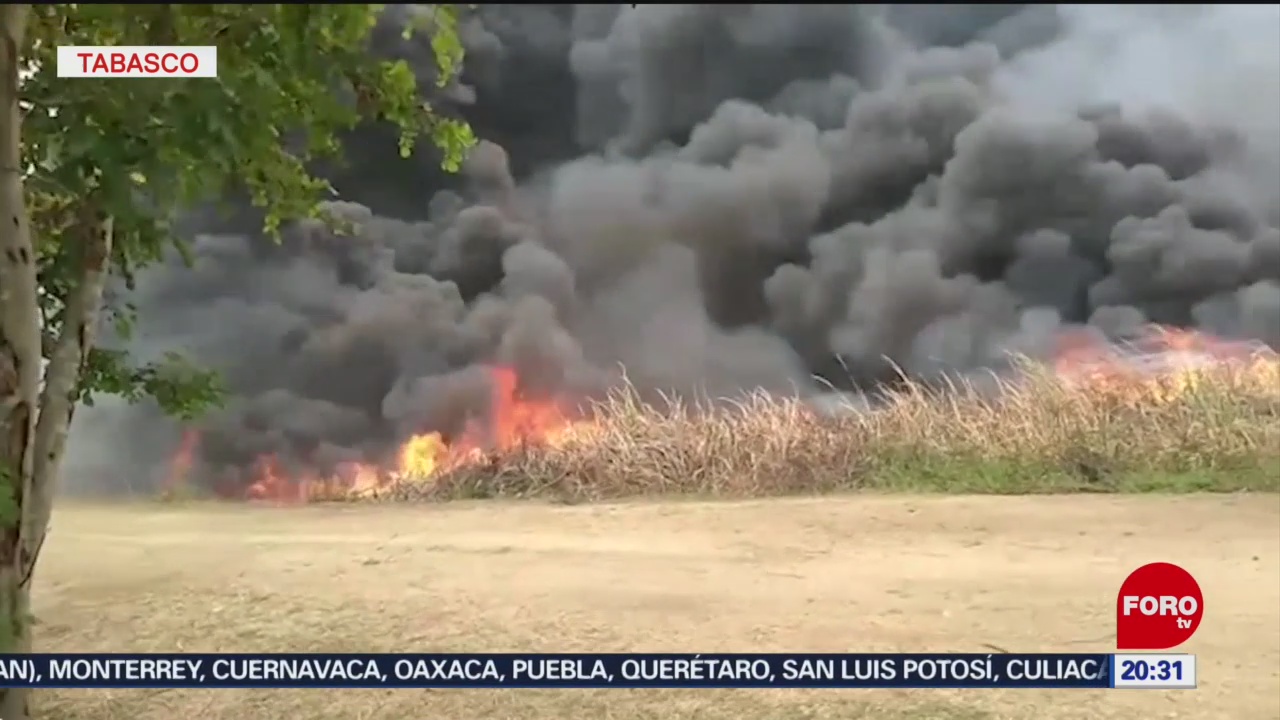 Foto: Combaten Incendio Zona Pantanos Tabasco 27 Agosto 2019