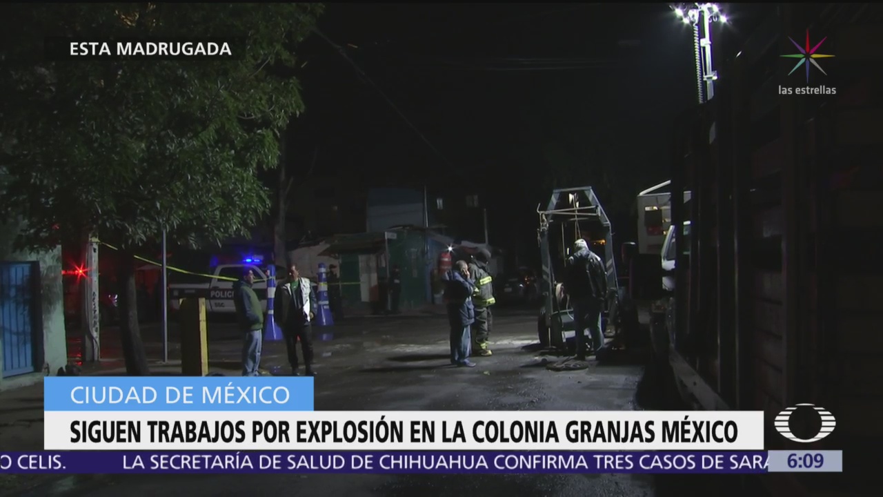 Continúan trabajos en zona de explosión en colonia Granjas México