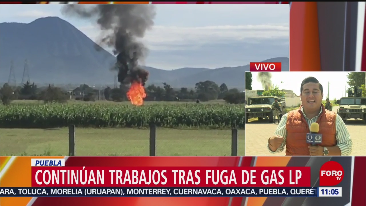 Continúan trabajos tras fuga de gas LP en la autopista México-Puebla