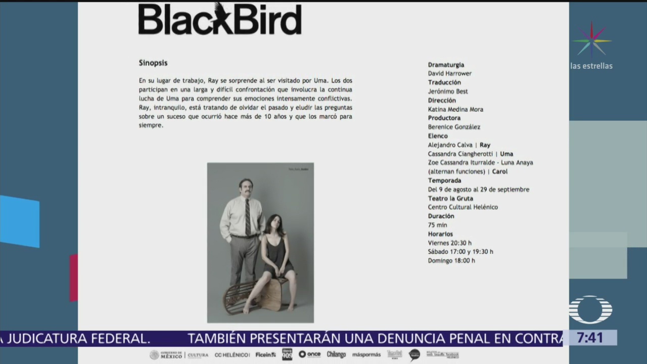 Despierta con Cultura: Obra de teatro ‘BlackBird’