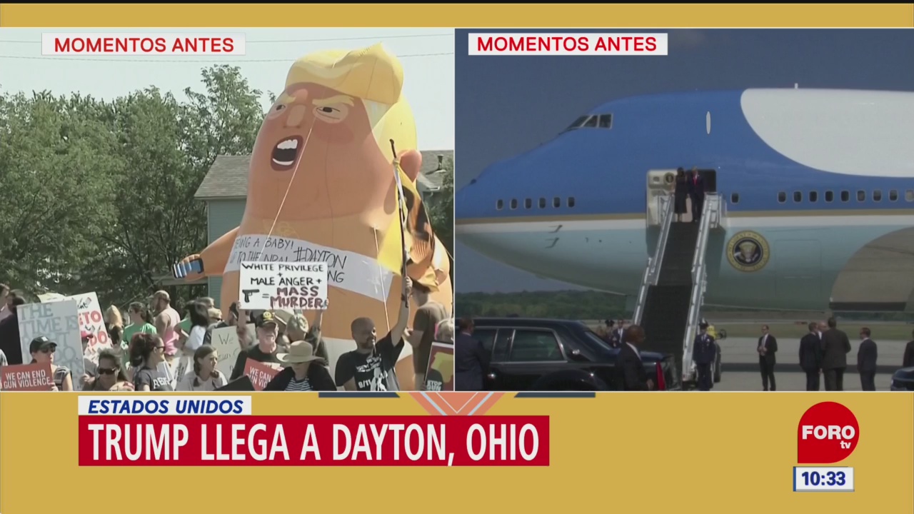 Donald Trump, llega a Dayton, Ohio; se registran manifestaciones