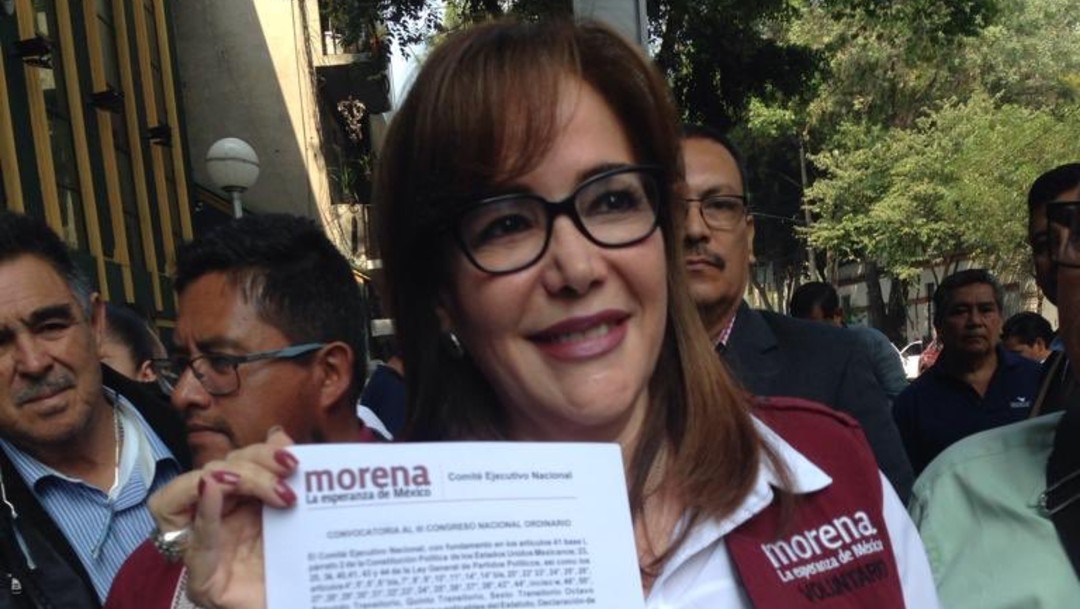 Foto: La presidenta de Morena ratificó sus intenciones de seguir siendo dirigente nacional del partido, 18 de agosto 2019. (Twitter @yeidckol)