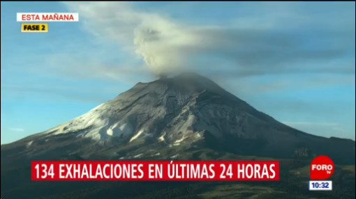 El Popocatépetl ha emitido 134 exhalaciones en 24 horas