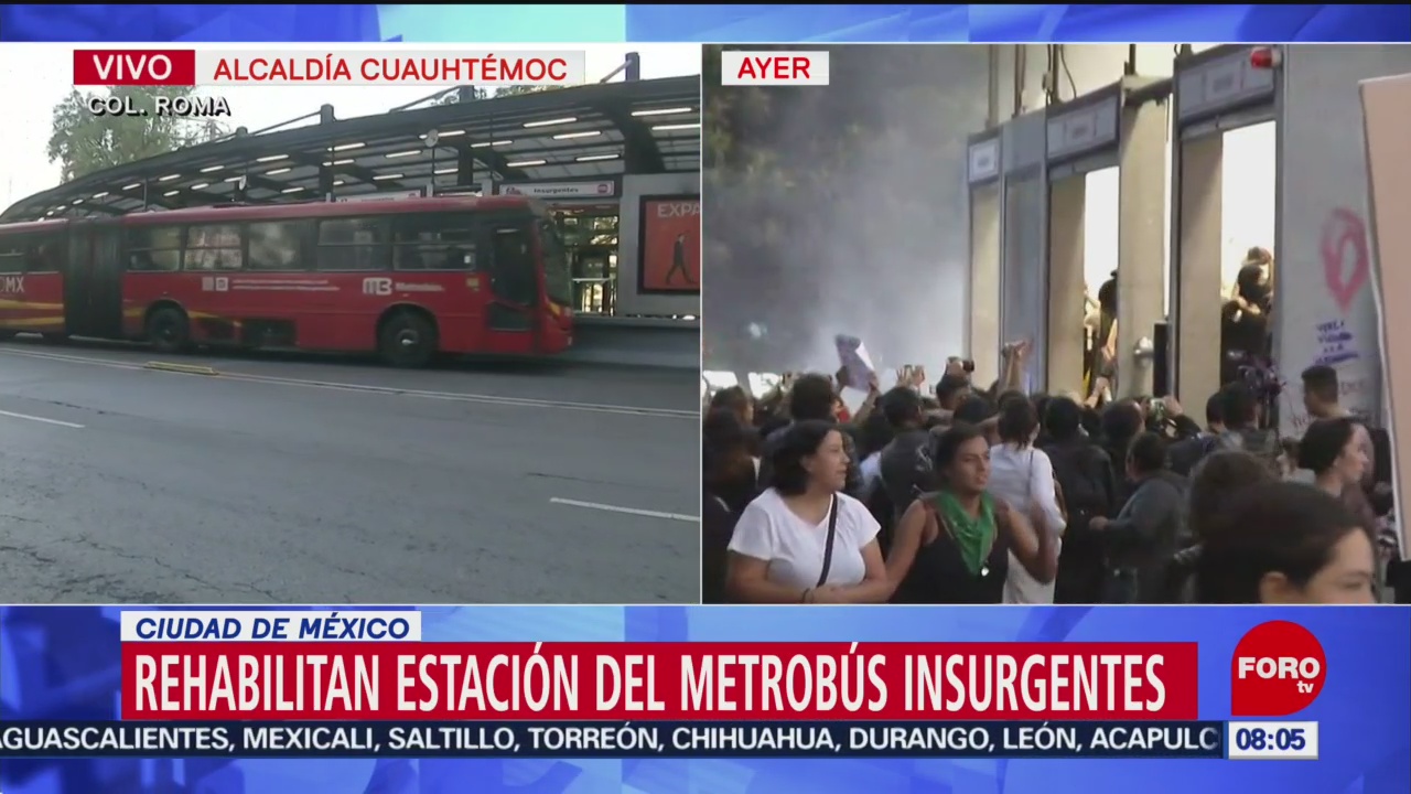 FOTO: Estación del Metrobús Insurgentes opera con normalidad, 17 Agosto 2019