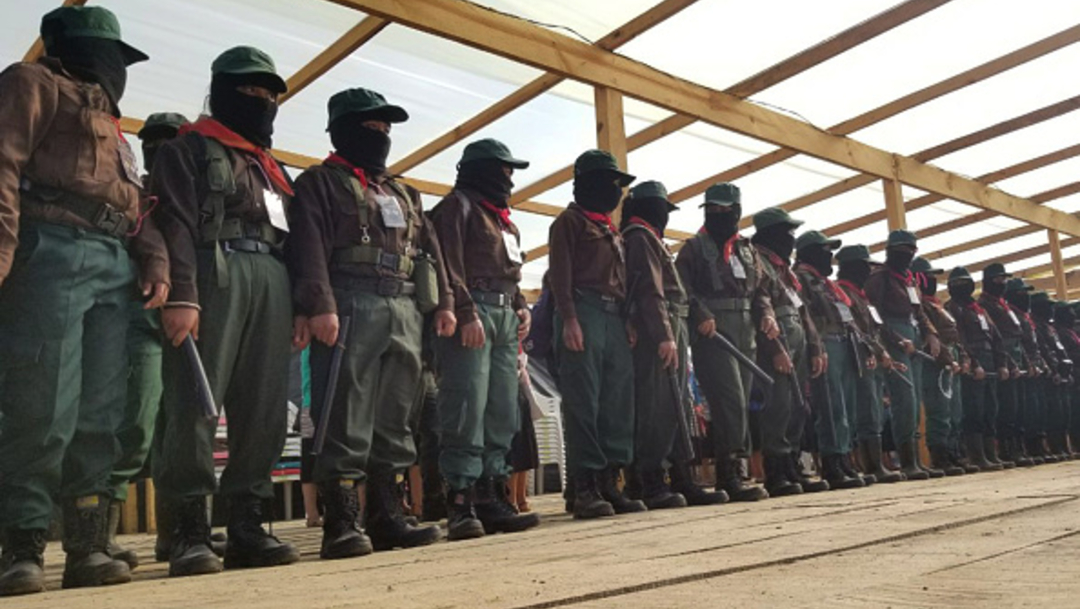 Foto: Integrantes del Ejército Zapatista de Liberación Nacional durante una reunión, 7 agosto 2019