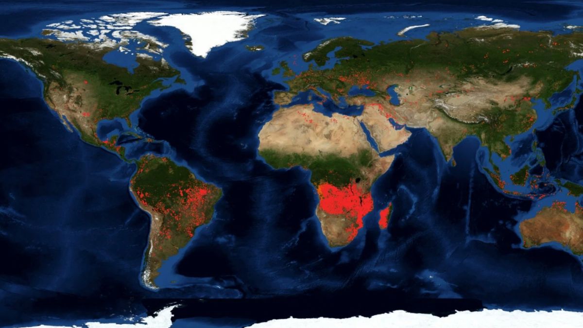 Foto: Imagen satelital de los incendios en el mundo. NASA