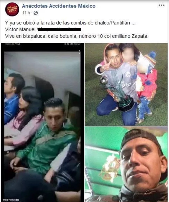 Identifican a presuntos asaltantes de pasajeros en Chalco. Facebook-Anécdotas Accidentes México