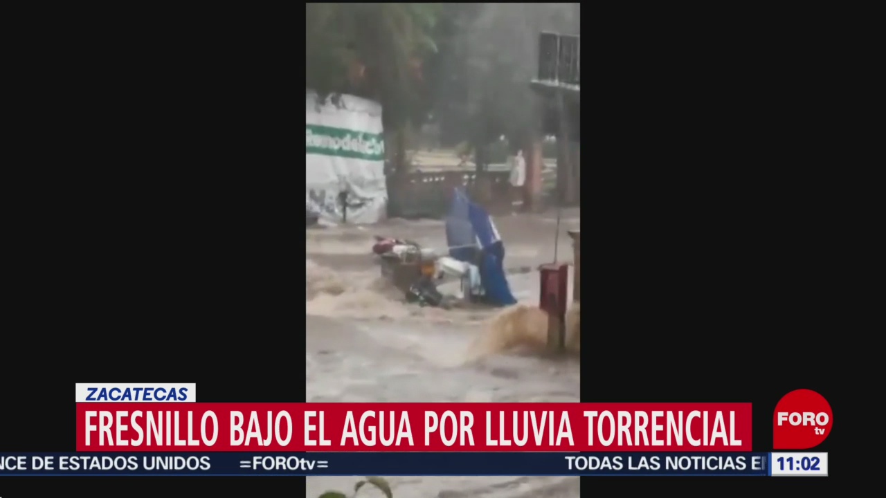 Fresnillo bajo el agua por lluvia torrencial en Zacatecas