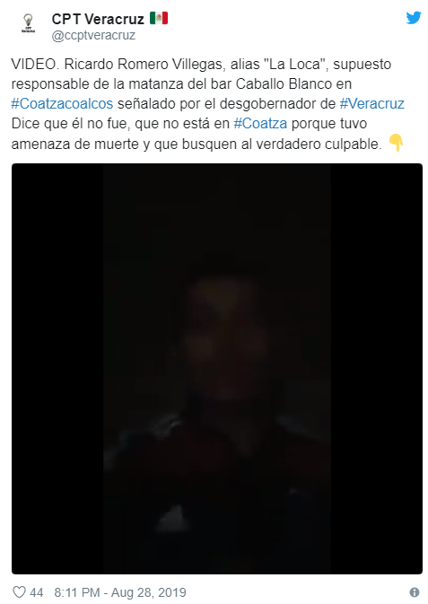 FOTO "La Loca" se deslinda de masacre en Coatzacoalcos, Fiscalía de Veracruz investiga video (Twitter)