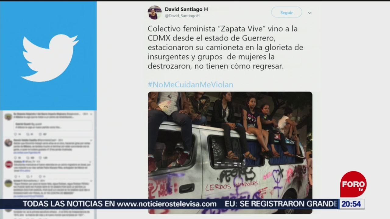 Foto: Manifestantes Destrozan Vehículo Colectivo Zapata Vive 16 Agosto 2019
