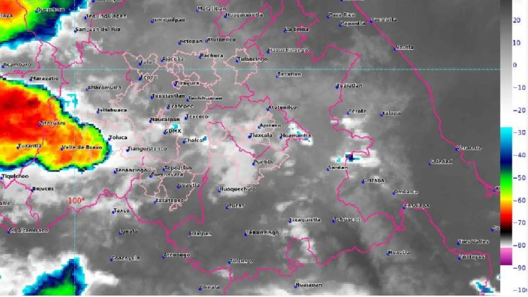 Foto: Imagen de satélite que muestra cielo nublado en el centro del país, 18 agosto 2019