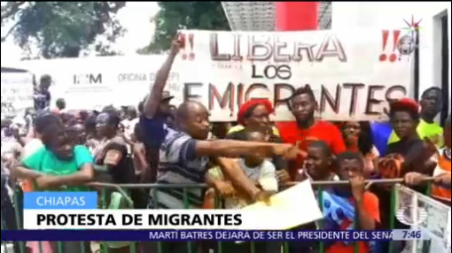 Migrantes africanos protestan en Tapachula, Chiapas