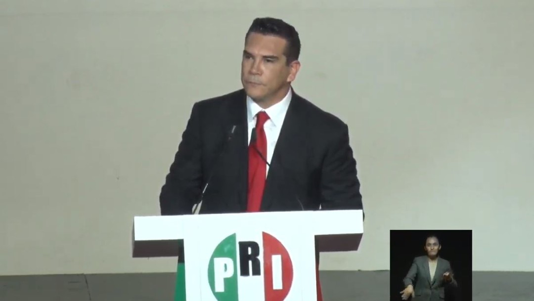 Foto: Alejandro Moreno Cárdenas rinde protesta como nuevo presidente del PRI, el 18 de agosto de 2019 (PRI)