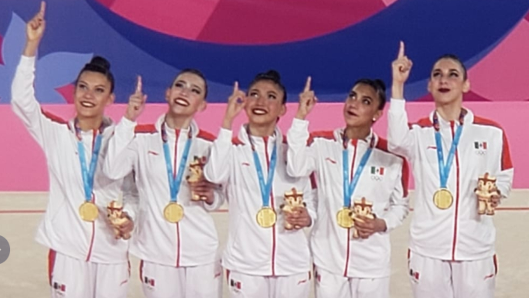 Fotos: El equipo mexicano de gimnasia rítmica gana por primera vez el oro en esta modalidad en unos Juegos Panamericanos, 3 de agosto de 2019 (Twitter @CONADE)