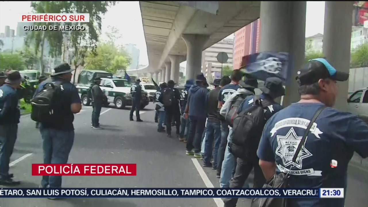 Foto: Policías Federales Bloquean Periférico Sur Cdmx 28 Agosto 2019