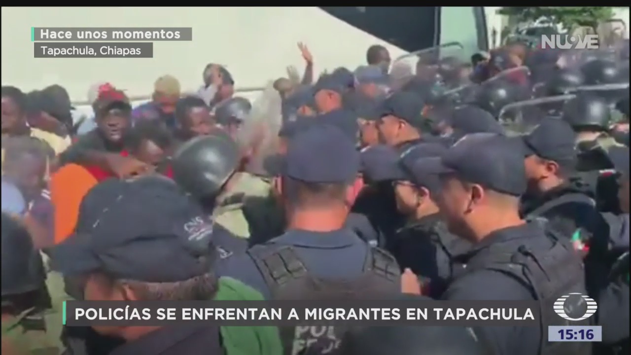 FOTO: Policías Enfrentan Con Migrantes Tapachula Chiapas
