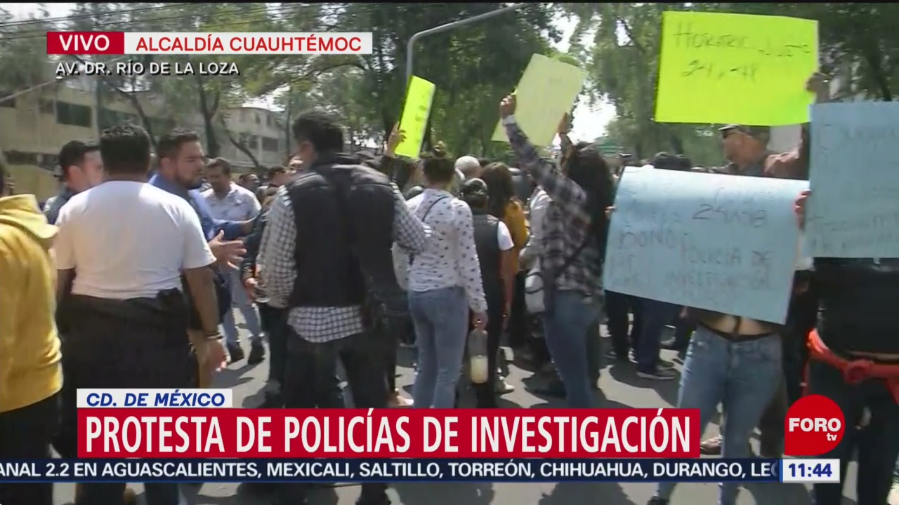 Protesta de policías de investigación en la PGJCDMX