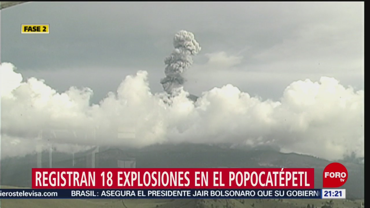 FOTO: Registran 18 explosiones en el Popocatépetl, 25 Agosto 2019