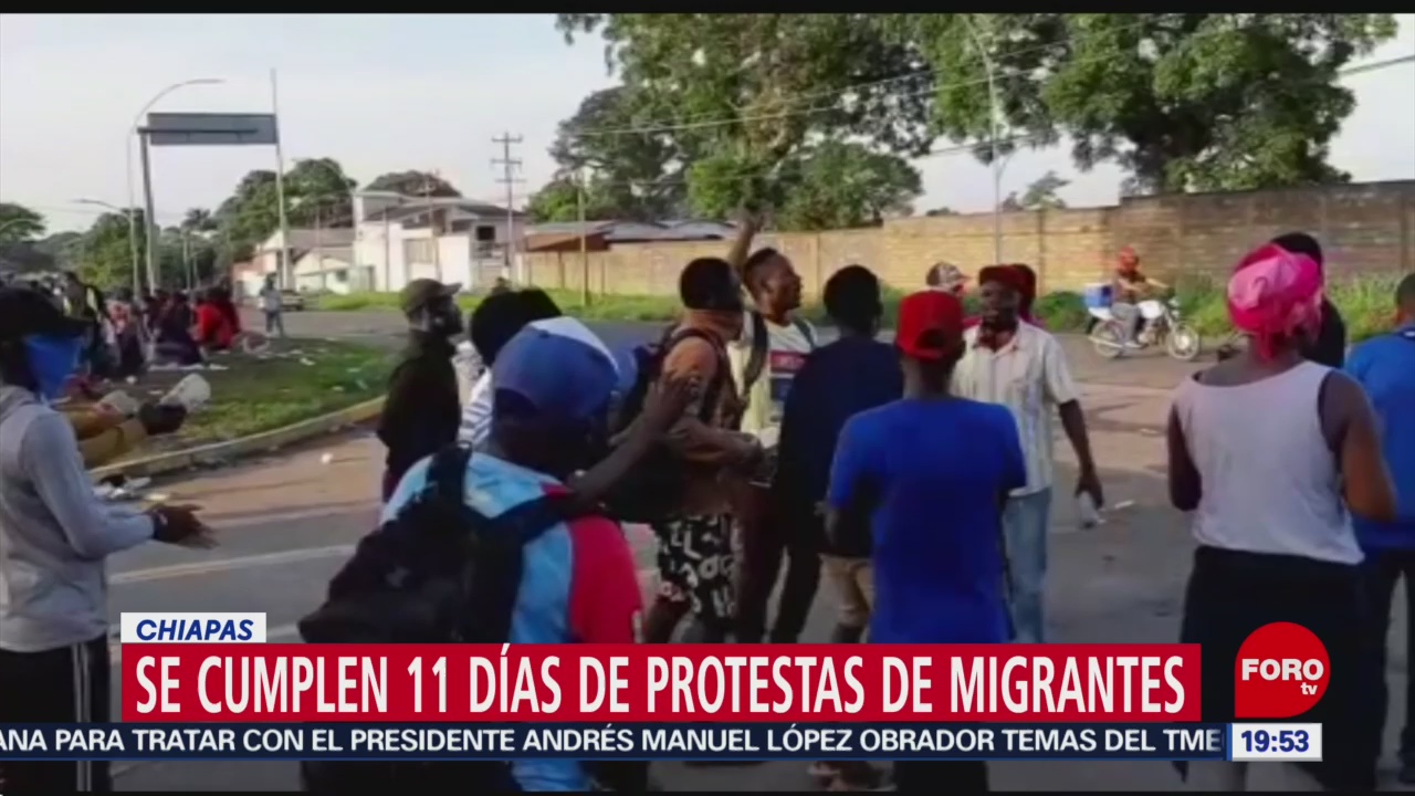 Foto: Cumplen 11 Días Protestas Migrantes Chiapas 29 Agosto 2019