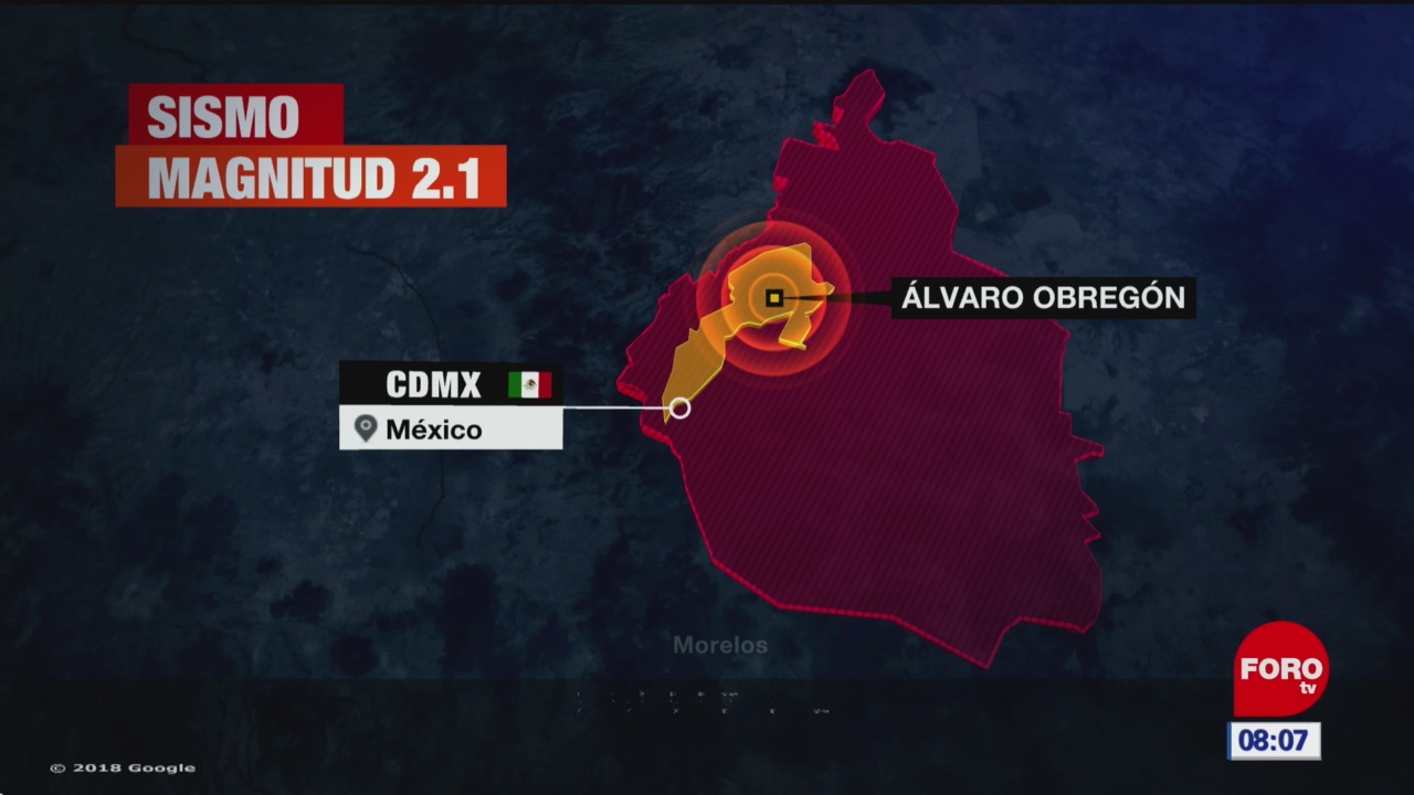 Se registra sismo con epicentro en Álvaro Obregón, CDMX