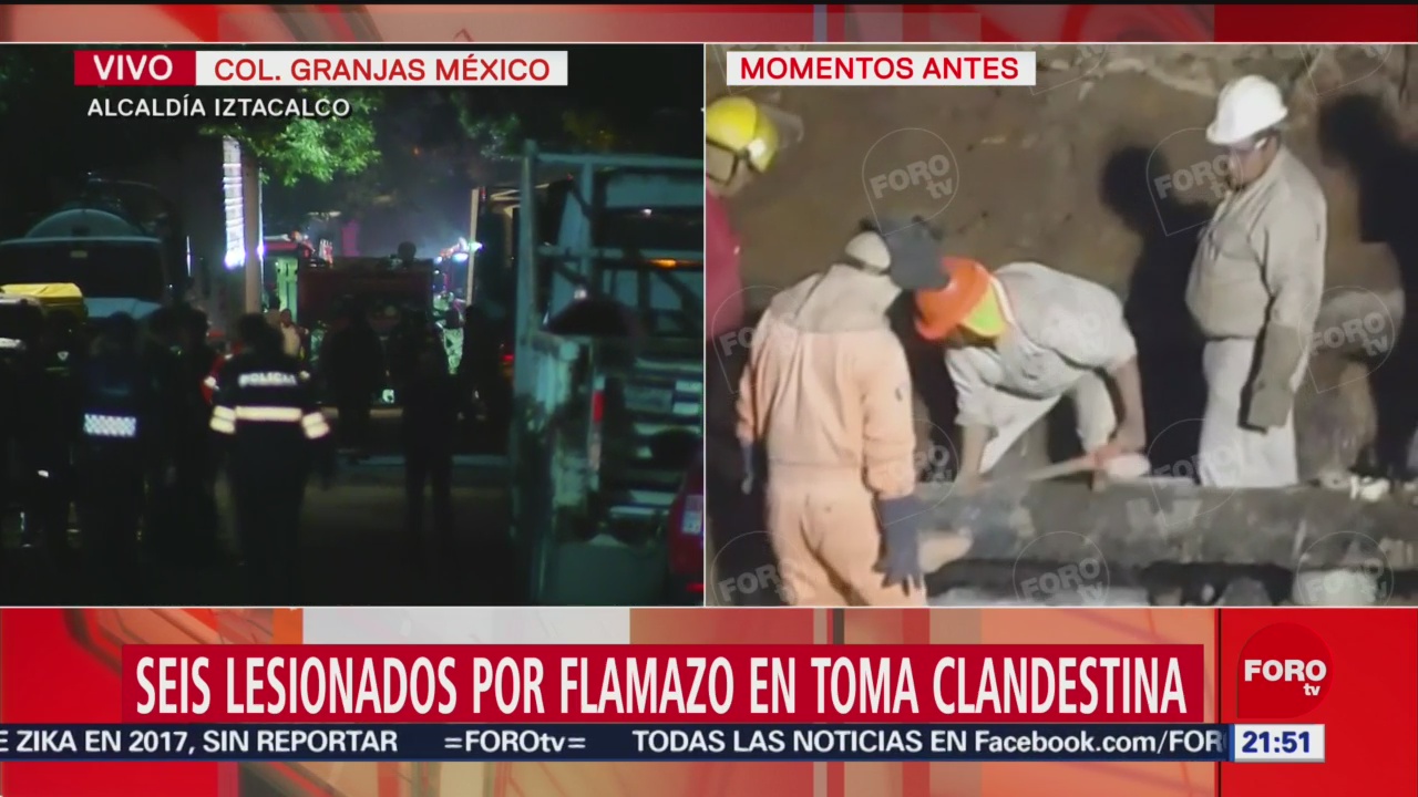 Foto: Seis lesionados por flamazo en toma clandestina Iztacalco