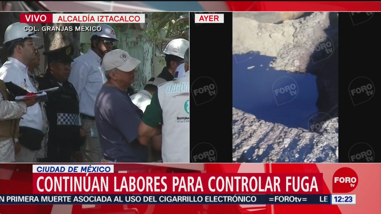 FOTO: Siguen labores para controlar fuga de combustible en Iztacalco, 24 Agosto 2019