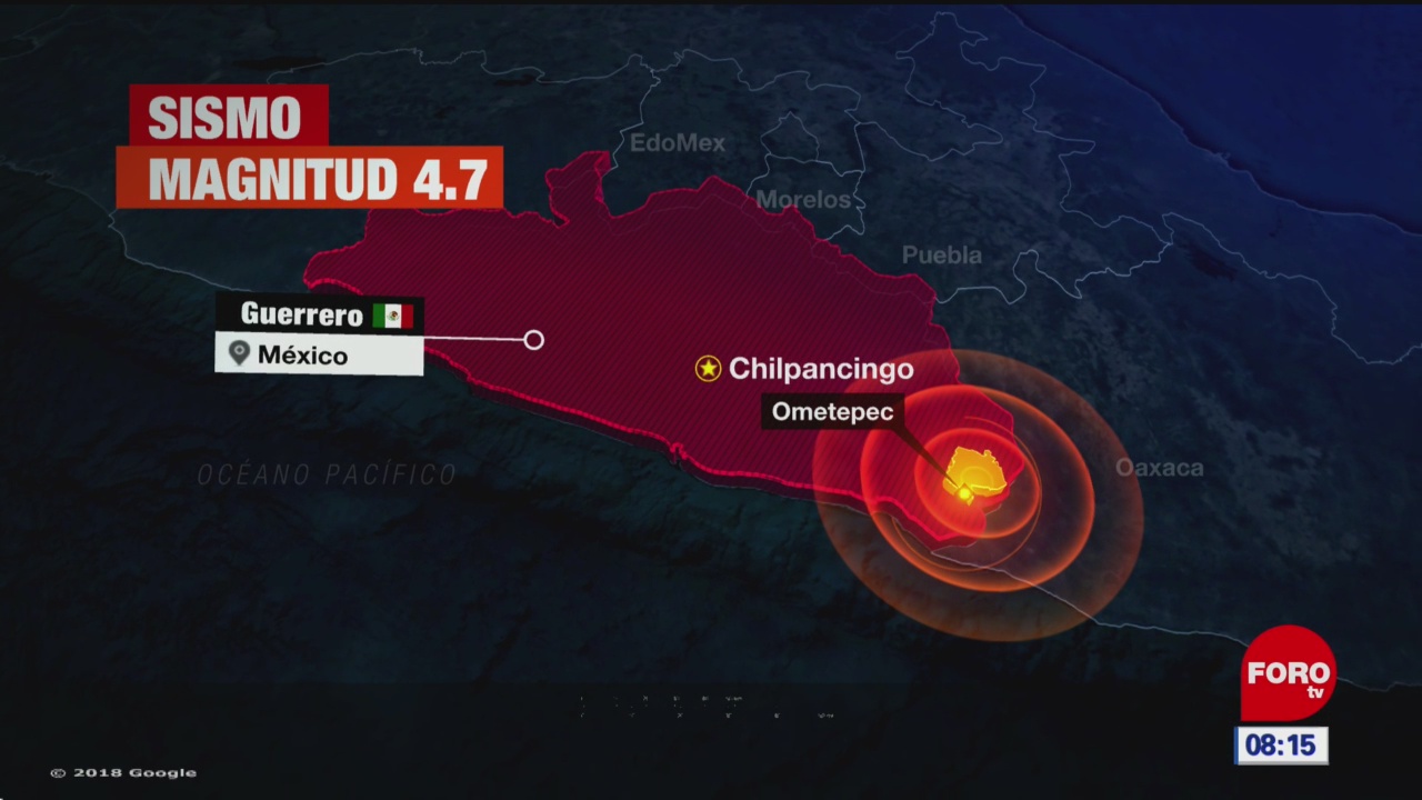 Sismo de magnitud preliminar 4.7 se registra en Guerrero
