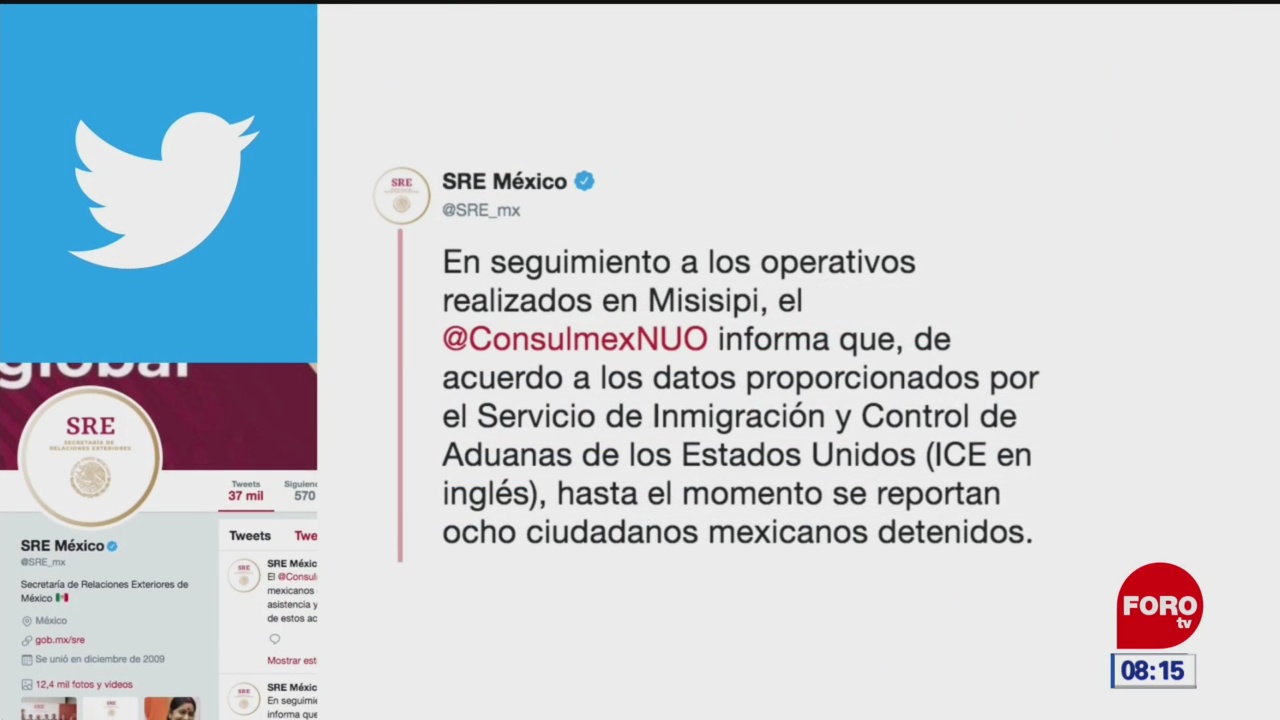 SRE reporta ocho mexicanos detenidos durante redadas en Misisipi