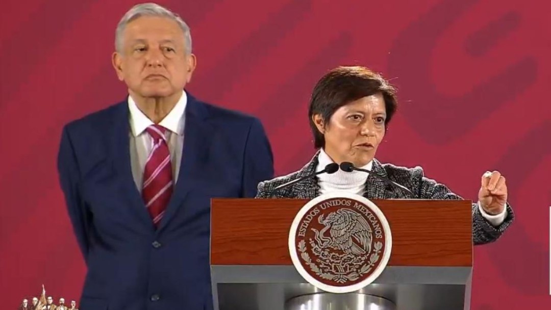 La titular de Conagua, Blanca Jiménez, en conferencia de prensa matutina con el presidente Andrés Manuel López Obrador., 8 AGOSTO 2019