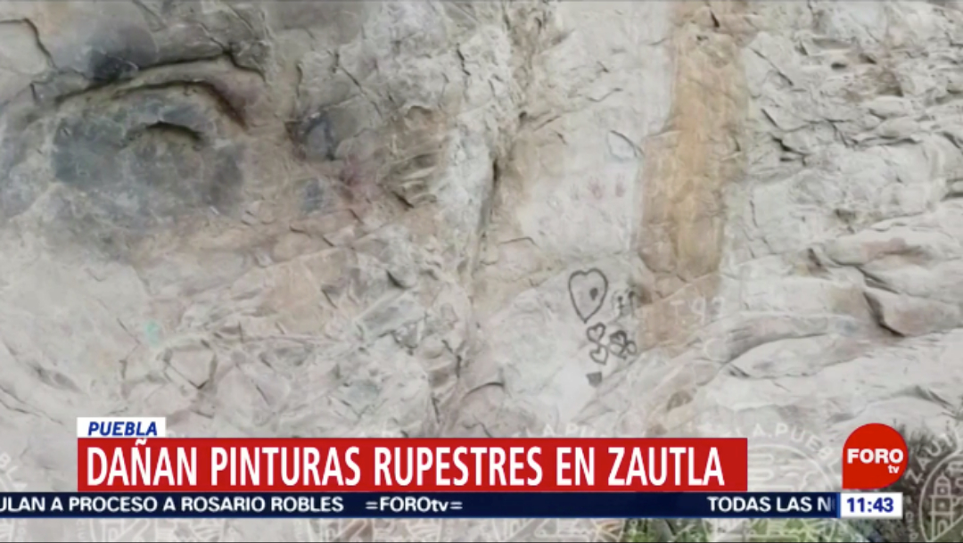 Video: Jóvenes vandalizan pinturas rupestres en Puebla