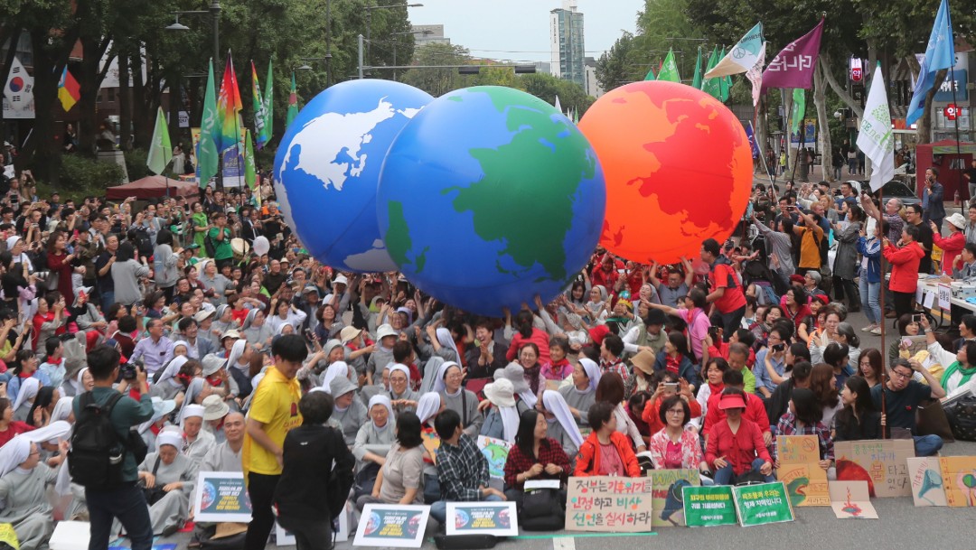 Foto: Activistas protestas contra el cambio climático en Corea del Sur, 21 de septiembre de 2019