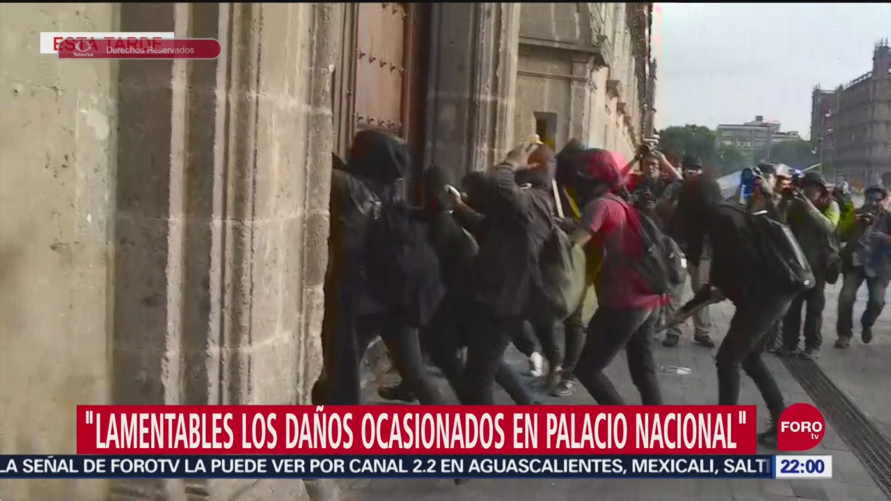 Foto: Daños Palacio Nacional Actos Vandálicos Encapuchados 26 Septiembre 2019