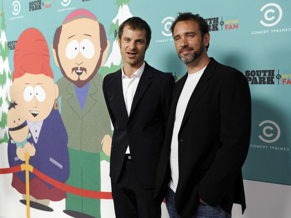 Imagen Matt Stone y Trey Parker, creadores de South Park, 26 de septiembre de 2019 (AP Photo/Chris Pizzello)