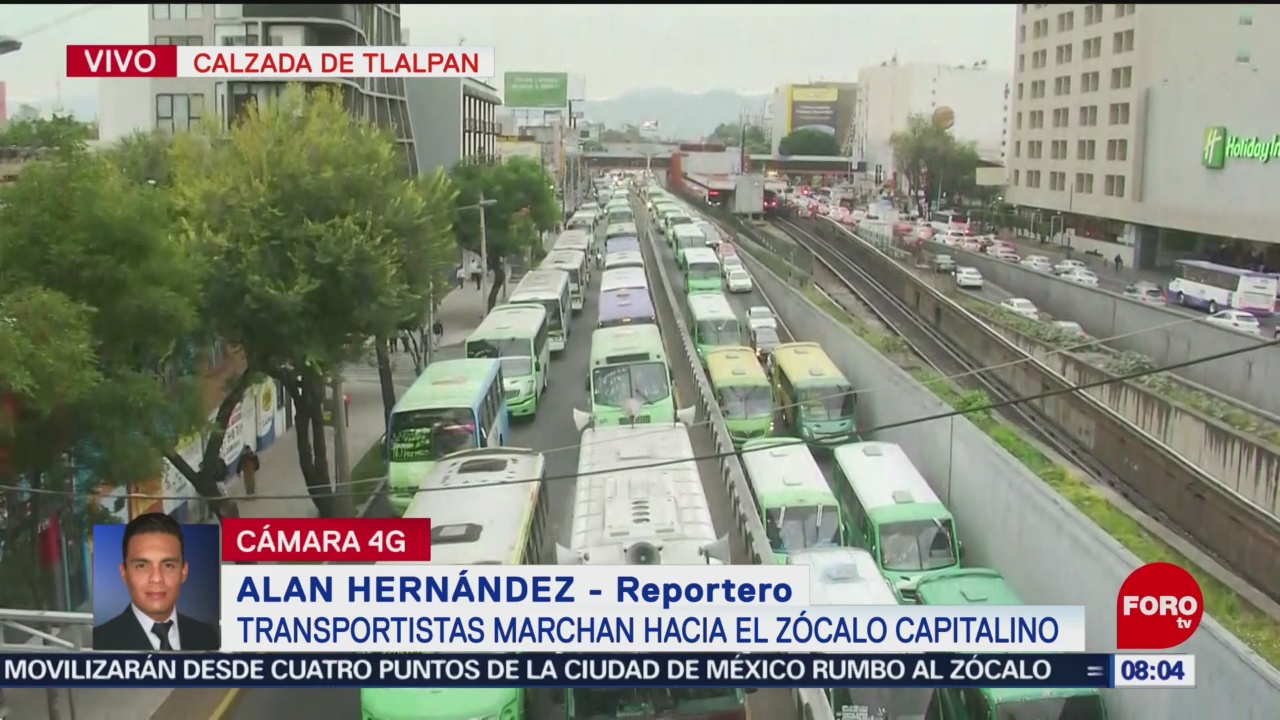 Calzada de Tlalpan, caos por marcha de transportistas