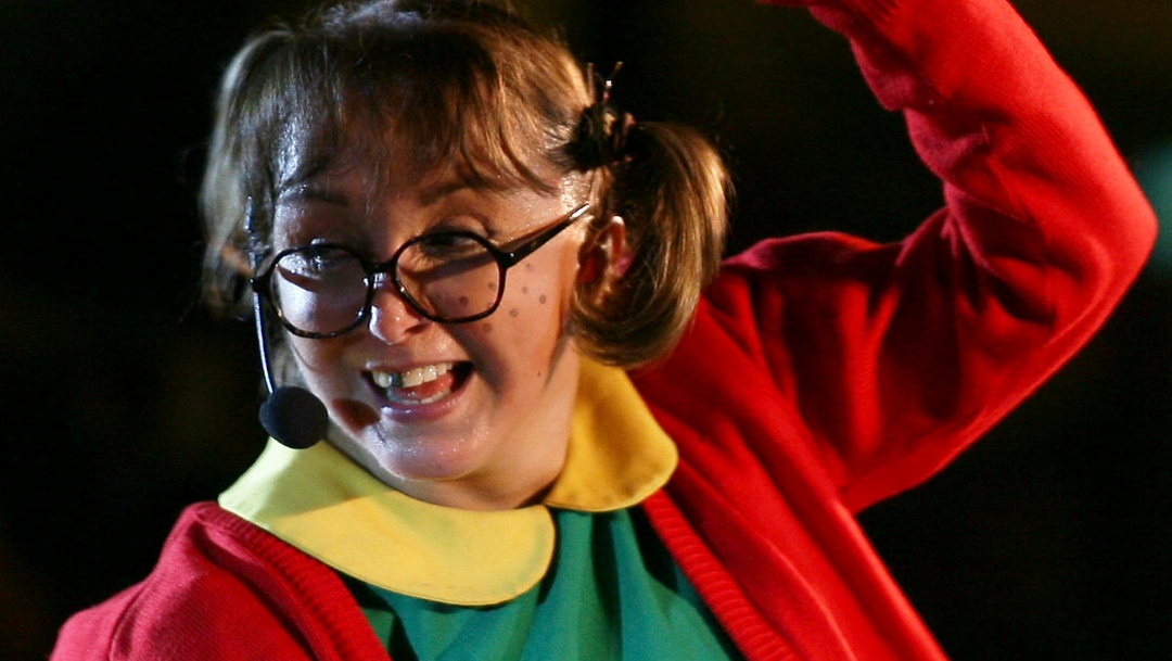 La actriz María Antonieta de las Nieves, interpretando al personaje de "La Chilindrina", 15 septiembre 2019