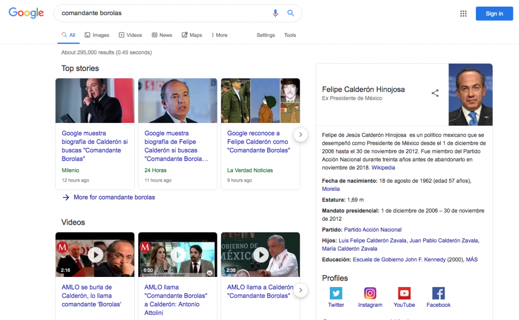 Foto Si buscas "Comandante Borolas", Google te muestra la biografía de Calderón 5 septiembre