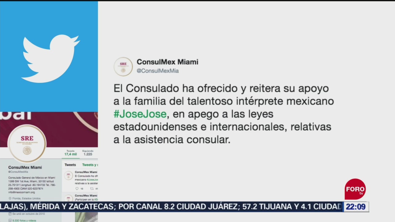 FOTO: Consulado de México en Miami apoya a familiares de José José, 29 septiembre 2019