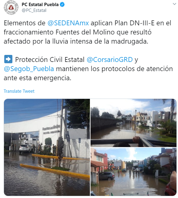 FOTO Cuautlancingo, Puebla, registra inundaciones tras intensas lluvias (Protección Civil Puebla)