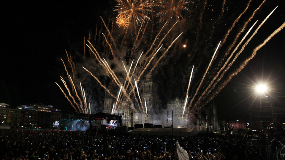 Celebración del Grito de Independencia en el Zócalo