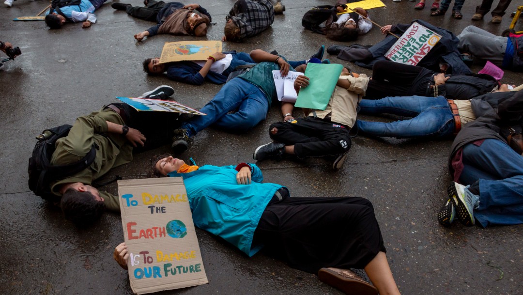 Foto: Activistas durante protesta contra el cambio climático, 20 de septiembre 2019, India 