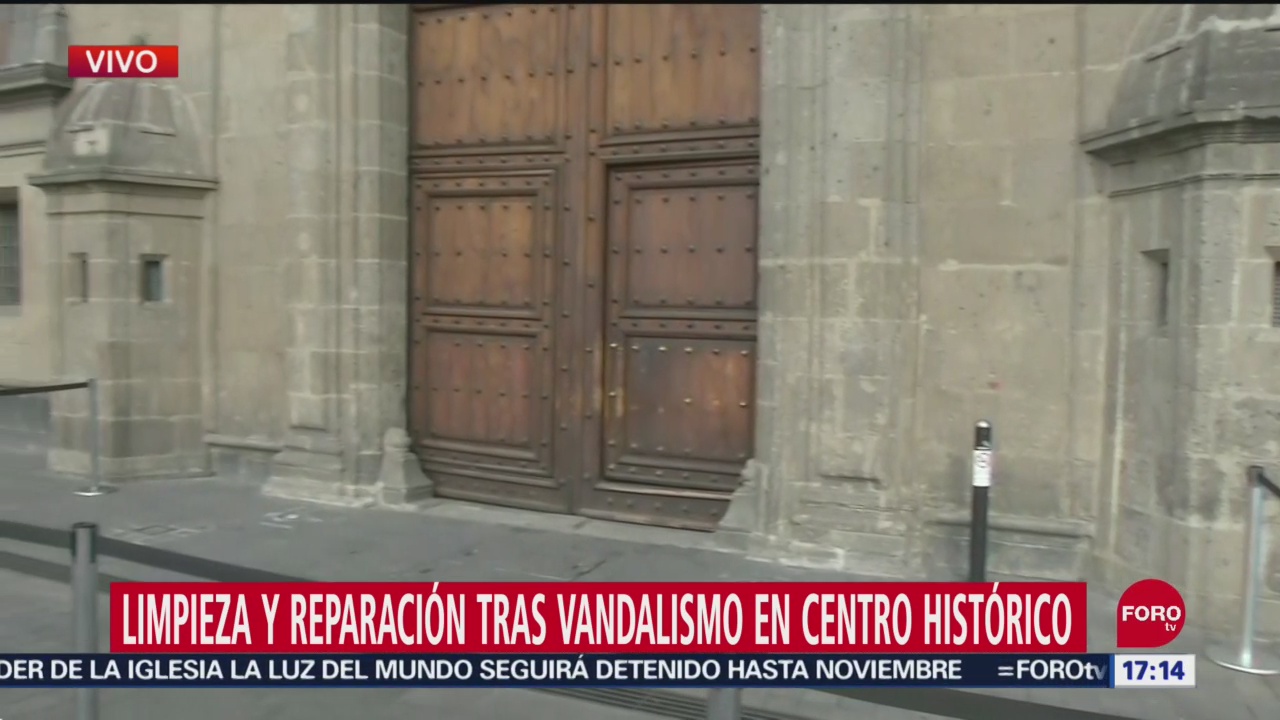 FOTO: Inicia limpieza y reparación tras vandalismo en Centro Histórico, 27 septiembre 2019