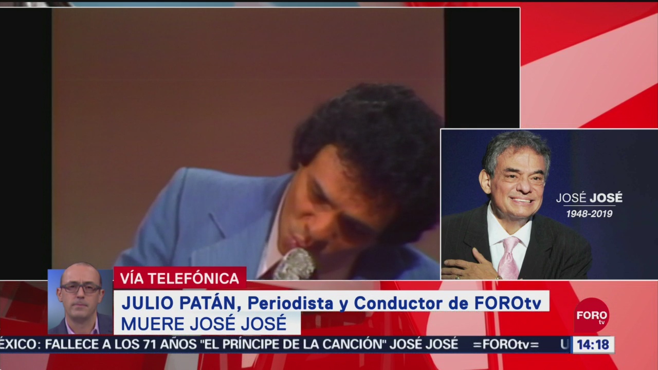 FOTO: José José era un cantante extraordinario, recuerda periodista Julio Patán, 28 septiembre 2019