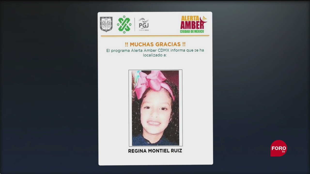 Foto: La Procuraduría General de Justicia (PGJ) de la Ciudad de México informó que fue localizada con vida la niña Regina Montiel Ruiz 25 Septiembre 2019