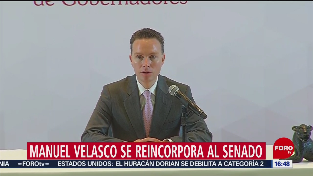 Manuel Velasco se reincorpora al Senado