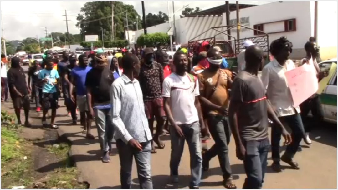 Foto: Migrantes africanos protestaron en Tapachula, 21 de septiembre de 2019 (Foro TV)