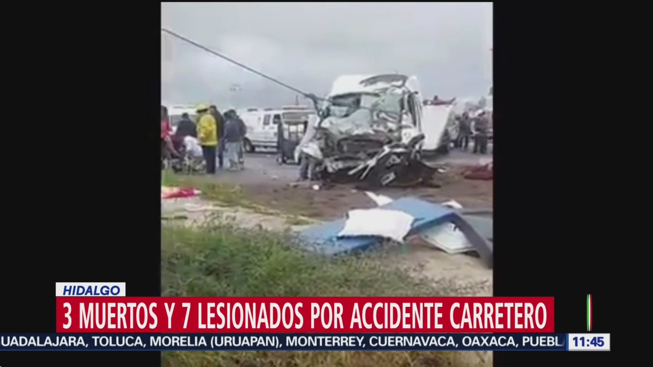 Mueren tres personas en accidente carretero en Hidalgo