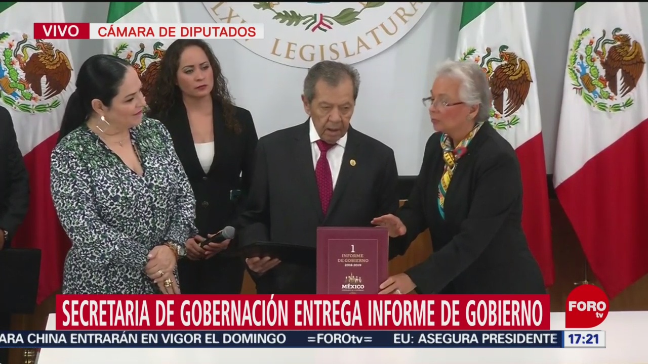 FOTO: Olga Sánchez Cordero entrega al Congreso Informe de AMLO, 1 septiembre 2019
